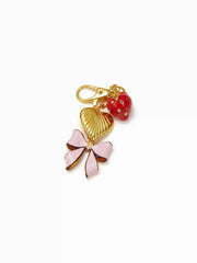 BOWKNOT & STRAWBERRY & HEART 18K GOLD PLATED STAINLESS STEEL KEYCHAIN