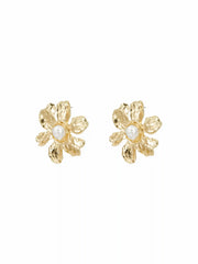 FAUX PEARL DECOR FLOWER EARRINGS