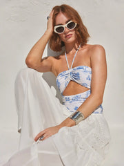 Shaping Toile De Jouy Cut Out One Piece Swimsuit