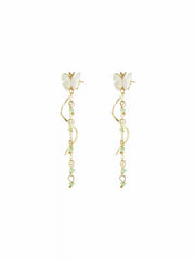 BUTTERFLY & GEMSTONE DROP EARRINGS