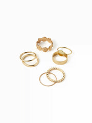 7PCS RHINESTONE & TEXTURED RING SET
