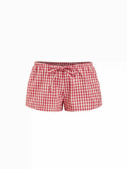 Cotton-blend Low Rise Gingham Twist Knot Shorts
