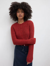 Wool-blend Knit Round Neckline Button Cardigan