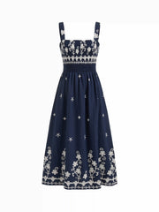 Floral Square Neck Shirred Maxi Dress
