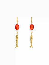 FISH & GEMSTONE DROP EARRINGS