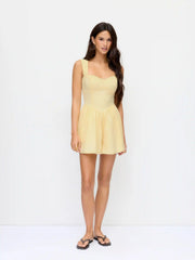 Cotton-blend Sweetheart Textured Shirred Lace Trim Romper