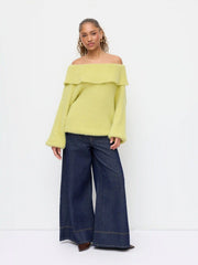 Knit Off-shoulder Long Sleeve Top