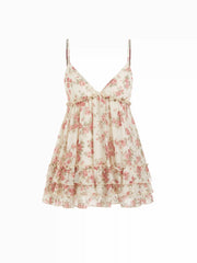 Chiffon Floral V-Neck Ruffled Cami Blouse
