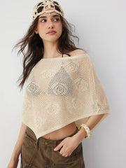 Knit Asymmetrical Hem Poncho Top