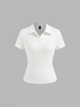Collar Solid Short Sleeve Tee