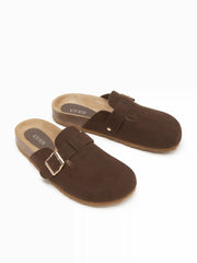 FAUX SUEDE BUCKLE FLATS