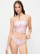 Fruit & Gingham Square Neck Bowknot Bandeau Bikini Set
