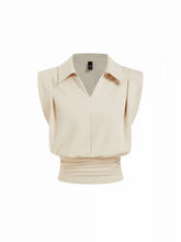 Cotton-blend V-neck Ruched Waist Top