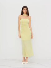 Halter Neckline Ruched Cut Out Back Maxi Dress