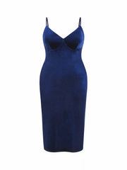 Velvet V-neck Bowknot Backless Split Maxi Dress Curve & Plus