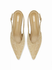 POINTED TOE SLINGBACK KITTEN HEELS