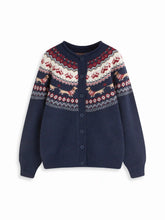 Knit Dachshund Graphic Round Neckline Oversized Cardigan