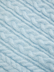 Cable Knit Mohair-blend V-neck Long Sleeve Oversized Top