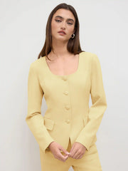 U-neckline Split Blazer