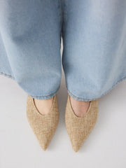 POINTED TOE SLINGBACK KITTEN HEELS