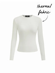 Thermal Cotton-blend Round Neck Long Sleeve Tee