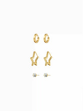 3 PAIRS STAR & RHINESTONE &CIRCLE EARRINGS