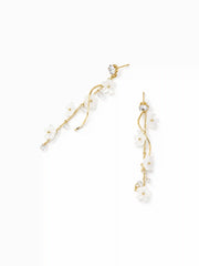 RHINESTONE DECOR FLOWER DROP EARRINGS