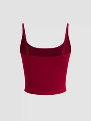 Cotton-blend Scoop Neckline Solid Adjustable Strap Cami Top