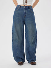 Denim Low Rise Barrel-leg Jeans