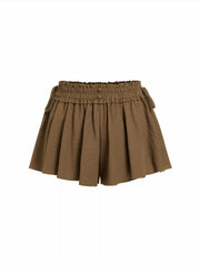 Cotton-blend Mid Rise Bowknot Pleated Shorts