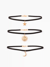 3pcs Whimsigoth Sun & Moon & Star Choker Necklace
