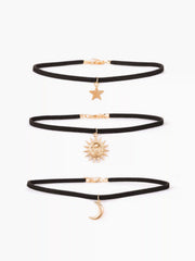 3pcs Whimsigoth Sun & Moon & Star Choker Necklace