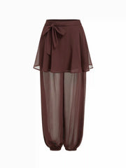 Chiffon Low Rise Ruffled Knotted Bloomer Trousers