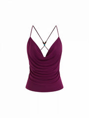 Cowl Neck Beaded Detail Cami Top