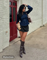 Mid Rise Split Solid Mini Skirt