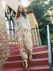 Chiffon Leopard Print Mid Rise Knotted Bloomer Trousers