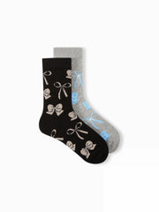2 PAIRS BOWKNOT ANKLE SOCKS