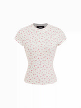Cotton-blend Floral Round Neck Short Sleeve Tee