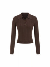 Knit Polo Metal Detail Long Sleeve Top