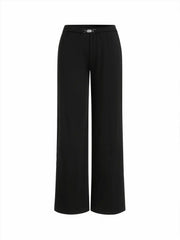 Cotton-blend Low Rise Metal Detail Wide Leg Trousers