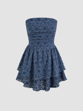 Lace Floral Ruched Layered Mini Dress