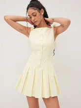 Cotton-blend Bowknot Pleated Backless Mini Dress