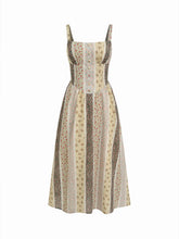 Cotton-blend Floral Colorblock Lace Up A-line Maxi Cami Dress
