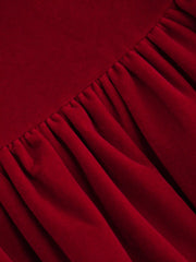 Velvet Sweetheart Neck Bowknot Tiered Ruffle Hem Mini Dress