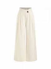 High Rise Metal Button Pleated Wide Leg Trousers