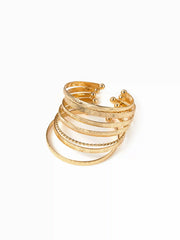 7PCS TEXTURED OPEN BRACELET SET