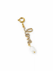FAUX PEARL & RHINESTONE & LOVE LETTER 18K GOLD PLATED STAINLESS STEEL BIKINI CHARM