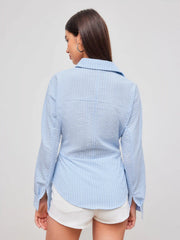 Collar Striped Long Sleeve Shirt