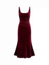 Velvet Scoop Neckline Ruched Maxi Dress