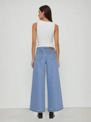 Cider Denim Mid Rise Buckle Straight Leg Jeans